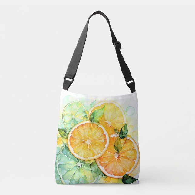 Sac Ajustable Aquarelle Citron Orange Citron Vert Botanique Cuis (Devant)
