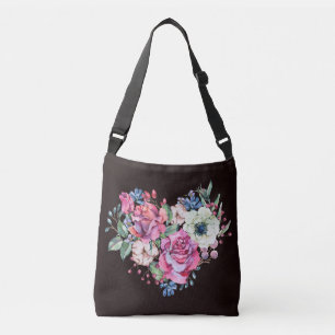 Sac Ajustable Aquarelle coeur floral : roses vintages.