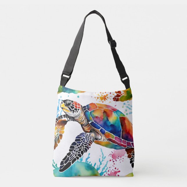 Sac Ajustable Aquarelle colorée Seaturtle Art (Devant)