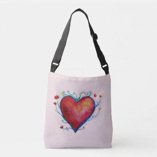 Sac Ajustable Aquarelle de coeur, Love Cross Body Bag