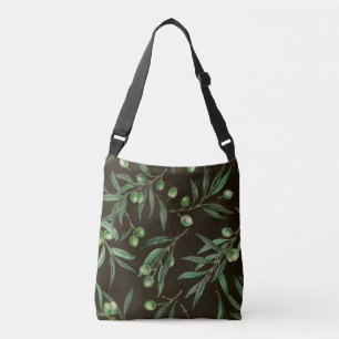 Sac Ajustable Aquarelle des branches d'olive en noir