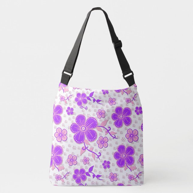 Sac Ajustable Aquarelle florale simple impression violet et rose (Devant)