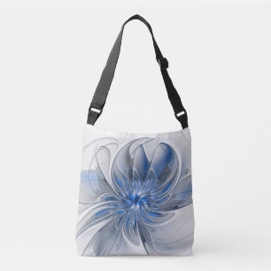 Sac Ajustable Aquarelle gris bleu Abstrait Fractal Art Flower