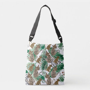 Sac Ajustable Aquarelle Jaguar Chat Verte Botanique