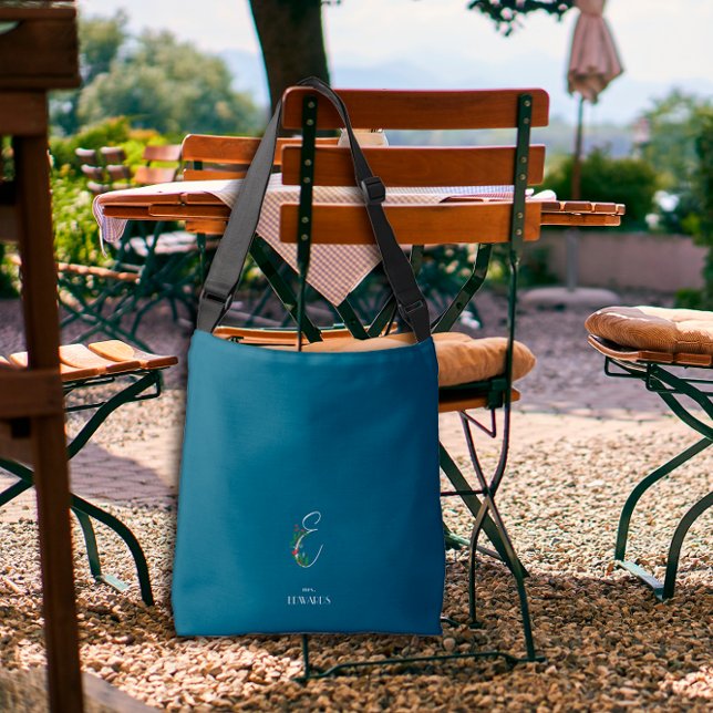 Sac Ajustable Aquarelle monochrome lettre E infirmière bleu fonc (Créateur téléchargé)