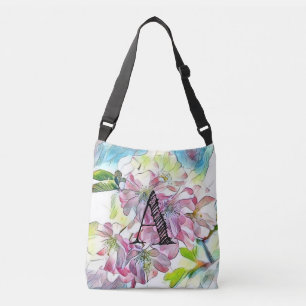Sac Ajustable Aquarelle Monogram Modern Rose Chercher Blossom