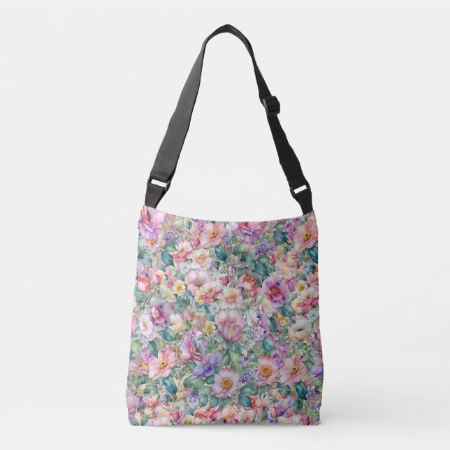 Sac Ajustable Aquarelle motif floral, Arrière - plan floral (Devant)
