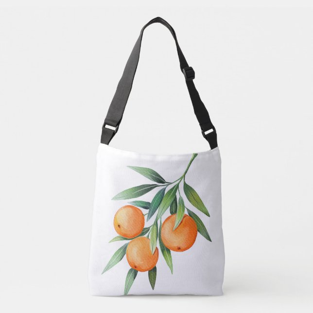 Sac Ajustable Aquarelle Orange Fruits : Branches Isolées. (Devant)