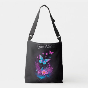 Sac Ajustable aquarelle peinte en noir tendance Papillons floral