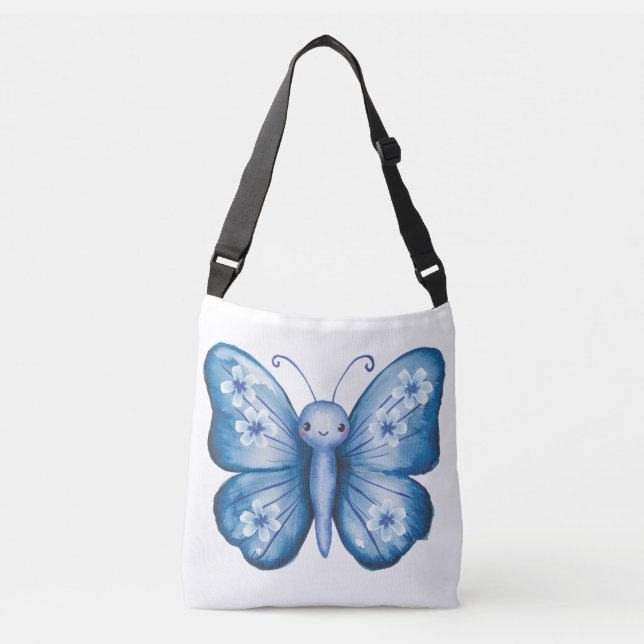 Sac Ajustable Aquarelle peinte papillon bleu (Devant)