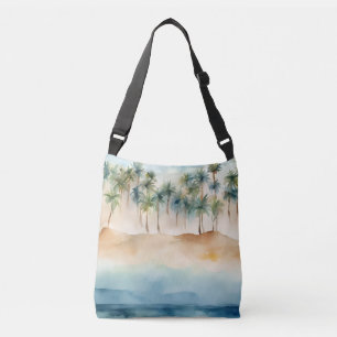 Sac Ajustable Aquarelle Plage tropicale Plage Scène Palmiers Sab