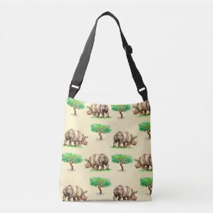 Sac Ajustable Aquarelle Rhino : Motif peint à la main.