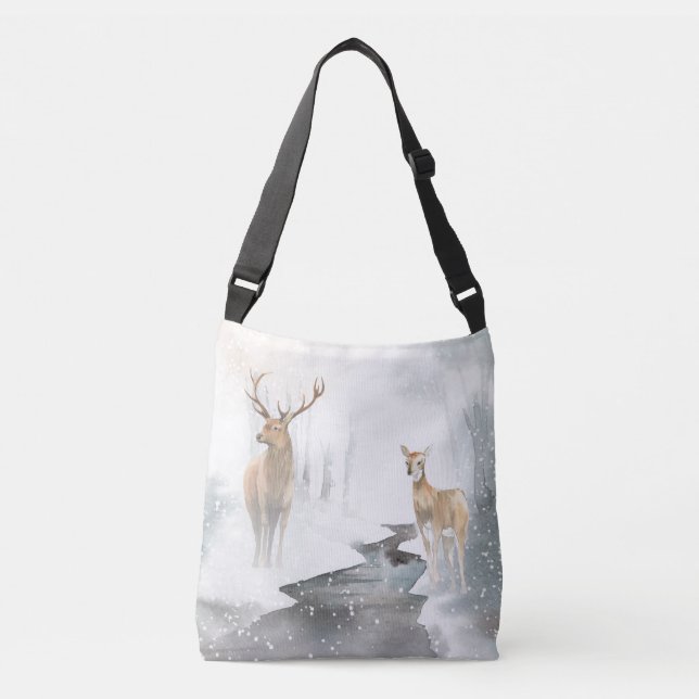 Sac Ajustable Aquarelle Stag and Deer Winter Wonderland (Devant)