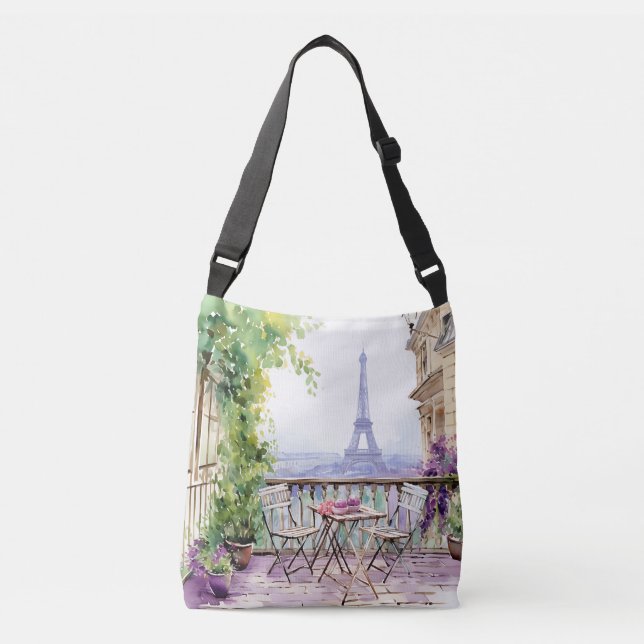 Sac Ajustable Aquarelle Tour Eiffel Paris Café français (Devant)