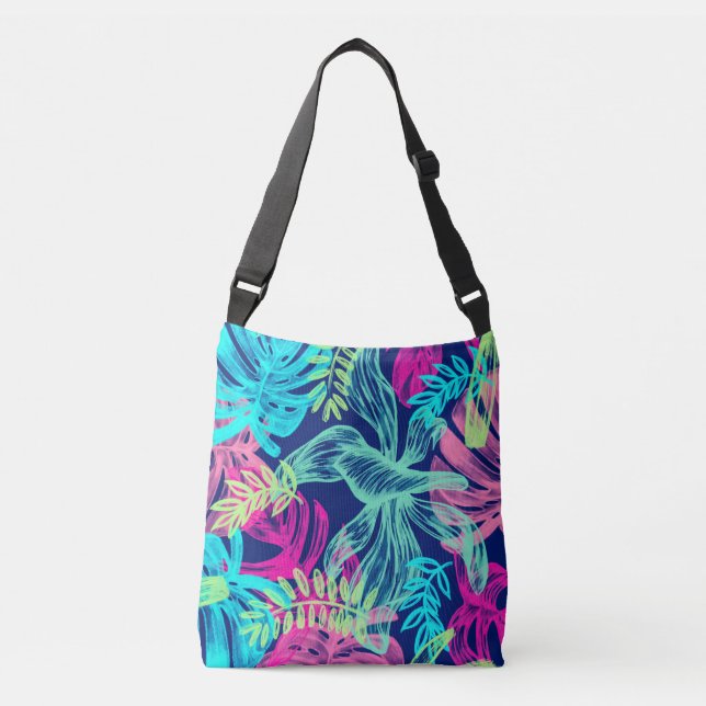 Sac Ajustable Aquarelle tropicale Néon Feuille | (Devant)