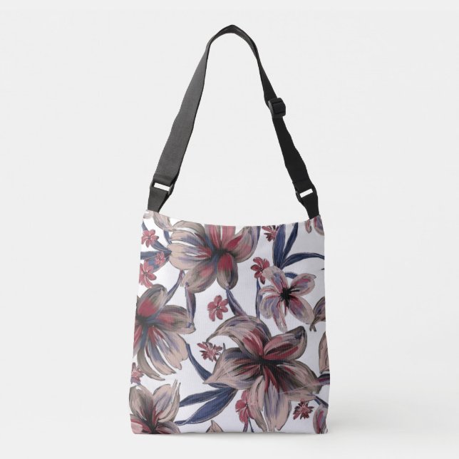Sac Ajustable Aquarelles Crimson Floral sur blanc (Devant)