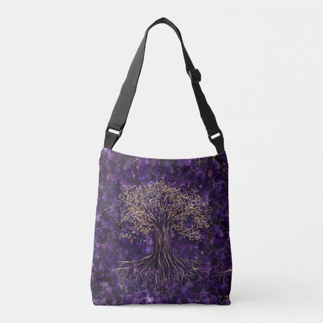 Sac Ajustable Arbre de la vie - améthyste et or de Yggdrasil (Devant)