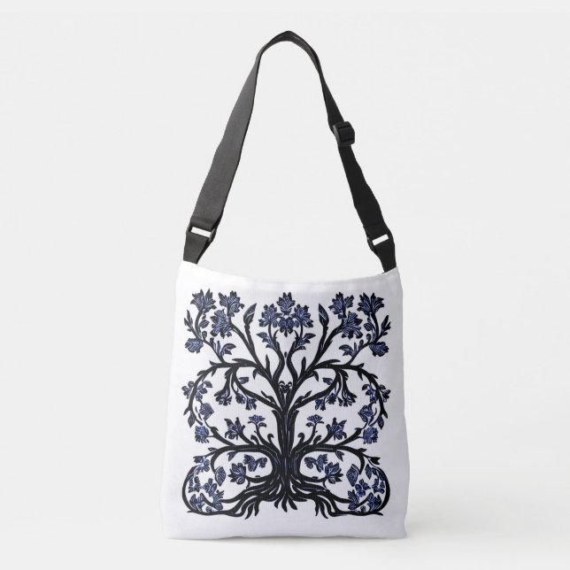 Sac Ajustable Arbre de vie Floral #2 Cobalt Bleu et Blanc (Devant)