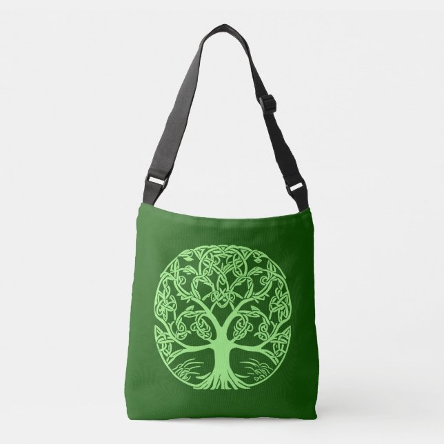 Sac Ajustable Arbre de Vie Nœud Celtique Vert Émeraude (Devant)