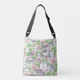Sac Ajustable Arbres, maisons, paysage de la ville de printemps