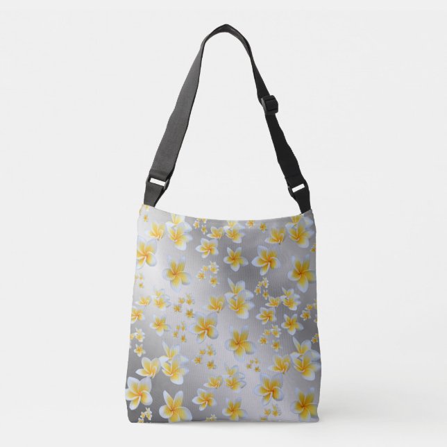 Sac Ajustable argent,asiatique, jaune, blanc, floraison, brillan (Devant)