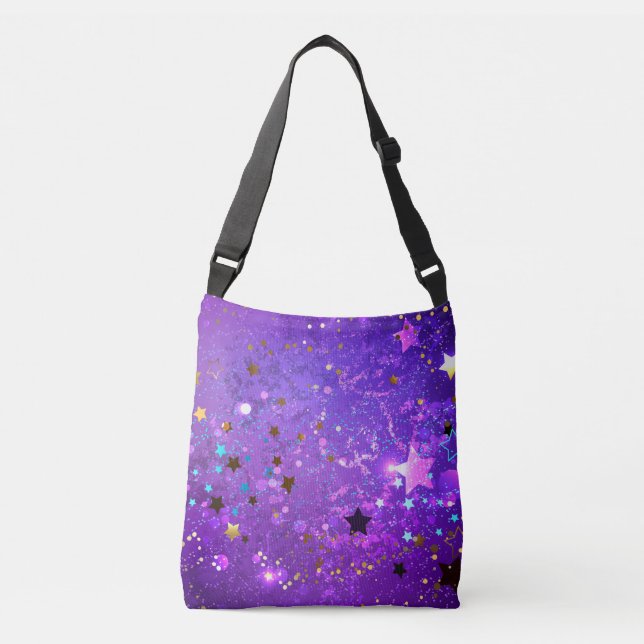 Sac Ajustable Arrière - plan de feuille violet avec étoiles (Devant)