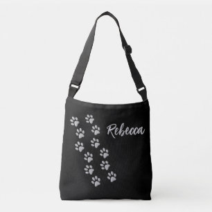 Sac Ajustable Arrière - plan noir Silver Dog Paws Motif d'impres