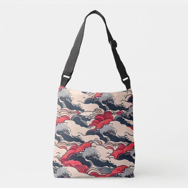 Sac Ajustable Art abstrait de style japonais avec vagues océaniq (Devant)