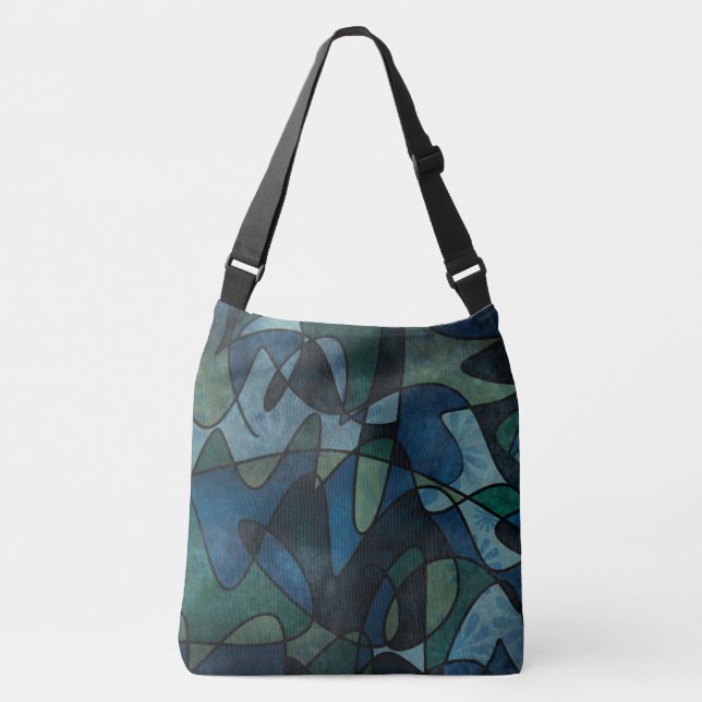 Sac Ajustable Art abstrait de verre teinté numérique sarcelle bl (Devant)