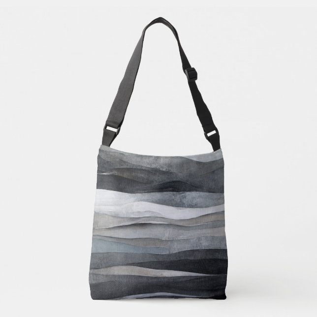 Sac Ajustable Art abstrait gris vagues grises (Devant)