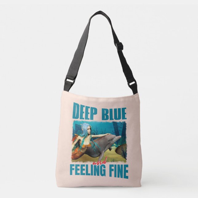 Sac Ajustable Art de dauphin sirène bleu profond et se sentant b (Devant)