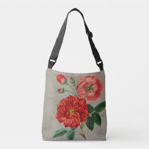 Sac Ajustable Art de rose rouge antique sur gris