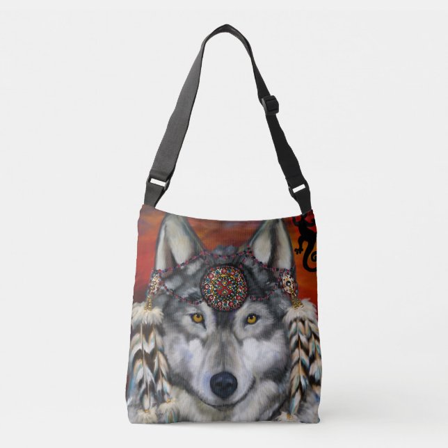 SAC AJUSTABLE ART DU LOUP GRIS (Devant)