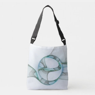 Sac Ajustable Art fractal abstrait moderne bleu turquoise gris