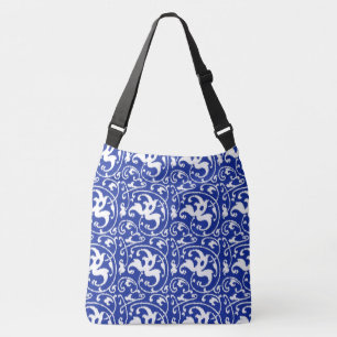 Sac Ajustable Art Nouveau Ikat - Cobalt Bleu et Blanc