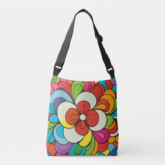 Sac Ajustable Art numérique Fleur Funky coloré (Devant)