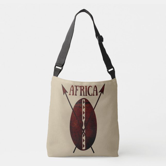 Sac Ajustable Art tribal africain vintage de bouclier et de lanc (Devant)