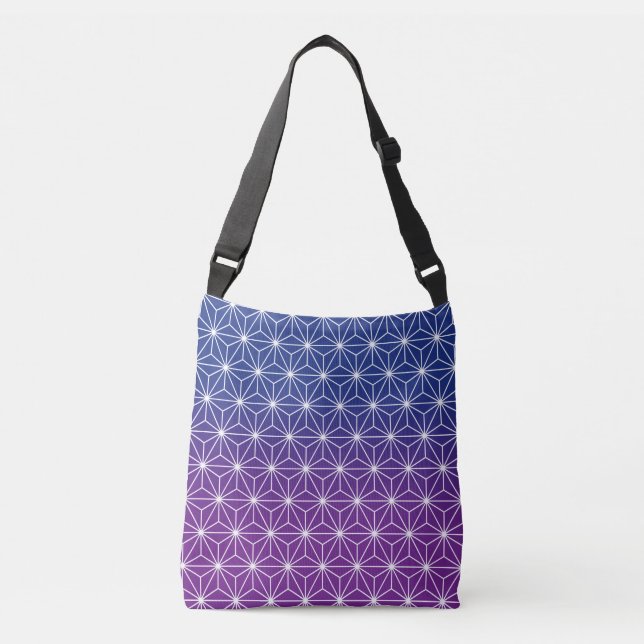 Sac Ajustable Asanoha japonais traditionnel Imprimé bleu & viole (Devant)