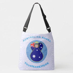 Sac Ajustable Australien Ange Bleu Blanc Texte Personnalisé