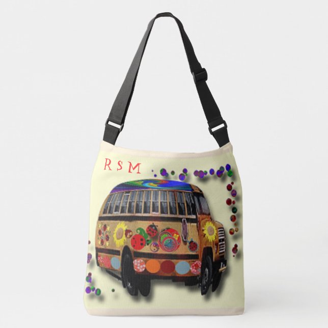 Sac Ajustable Autobus hippie et tournesol (Devant)