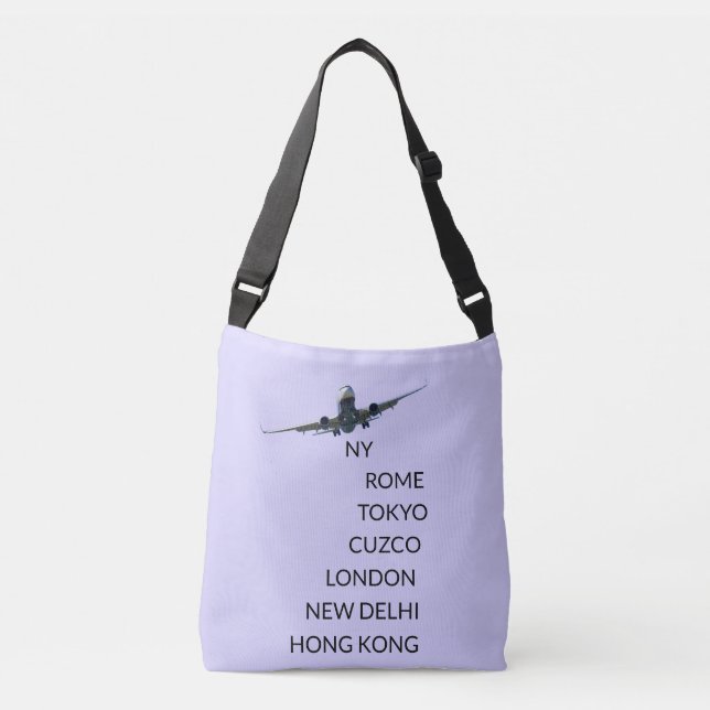 Sac Ajustable Avion en vol sur fond bleu pervenche clair (Devant)