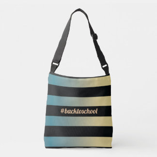 Sac Ajustable "#backtoschool" bleu or et noir rayé pour les ense