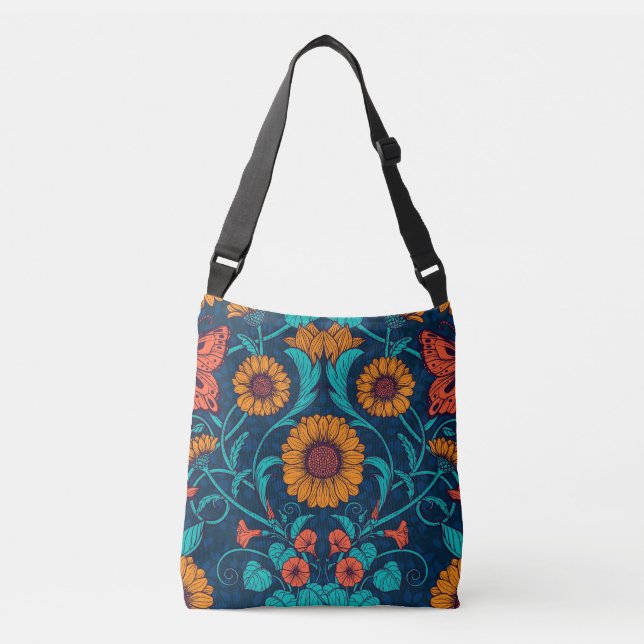 Sac Ajustable Baies Art Nouveau en bleu et jaune (Devant)
