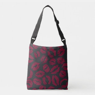 Sac Ajustable Baisers en bâton à lèvres : empreintes rouges fonc