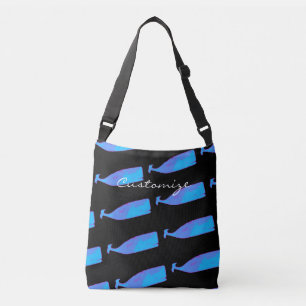 Sac Ajustable baleines bleues nageant noir