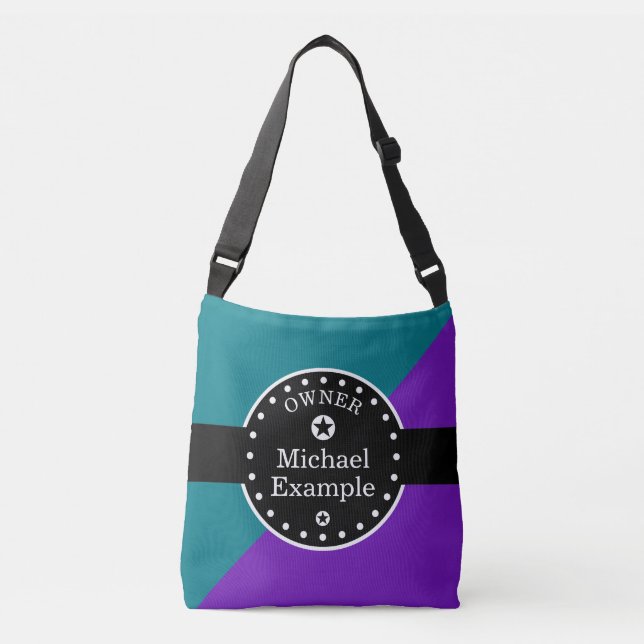 Sac Ajustable Bannière et rectangles noirs - violet + vos idées (Devant)