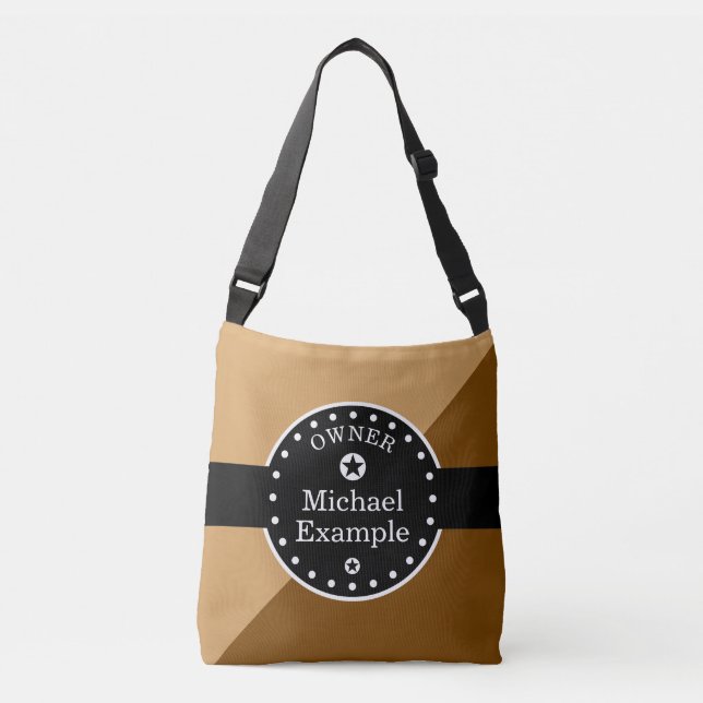 Sac Ajustable Bannière noire et rectangles - brun + vos idées (Devant)
