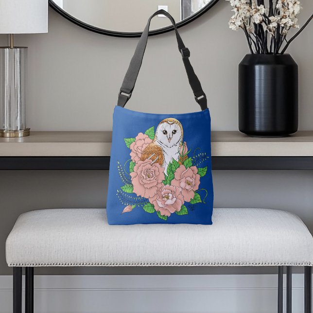 Sac Ajustable Barne Chouette Fleurs roses Bleu (Créateur téléchargé)
