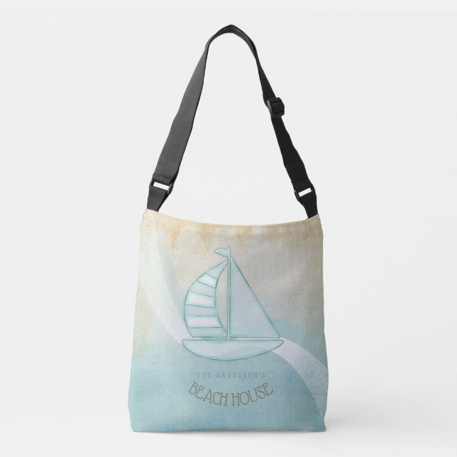 Sac Ajustable Beach House Nautical Voilier Aqua Blue ID623 (Devant)