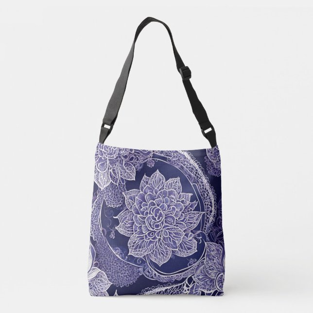 Sac Ajustable Beauté florale bleue art IA  (Dos)